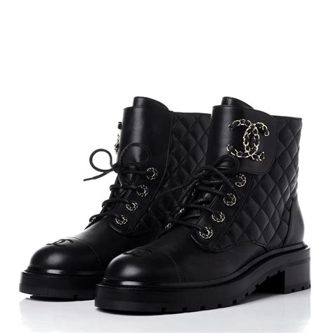 chanel lace up boots black|chanel lambskin high boots.